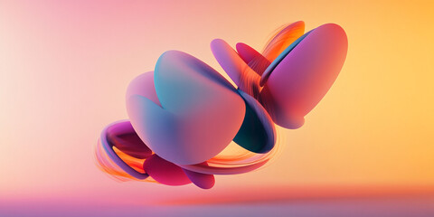 Fototapeta premium Abstract 3D figure falling apart in dynamic motion on gradient background