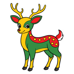deer coloring vector white background.