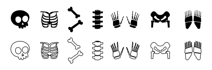 doodle skeleton hand drawing icon bones orthopedics scary halloween