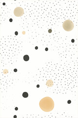 Soft abstract background with scattered dots and organic shapes in beige, black, and light tones on a white canvas