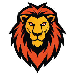 lion head mascot logo on white background.
