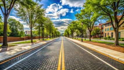 Fototapeta premium Pedestrian road transition from new to old , transition, pedestrian, road, sidewalk, urban, city, contrast, change, progress