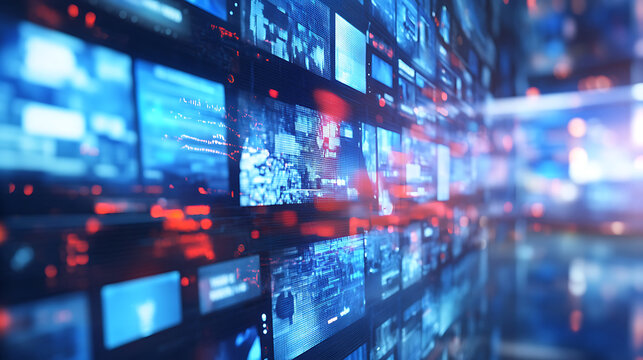 Joyful background with an abstract representation of a newsroom in action during a major news event