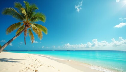 Palm Tree on Tropical Beach .