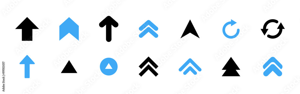 Poster arrows. black and blue vector arrows. arrow vector icon. arrows up symbols. arrow or cursor. arrow i