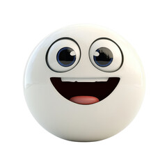 Fototapeta premium A cheerful smiling emoji character with big eyes, perfect for conveying happiness and joy in digital communication., isolated on a transparent background.