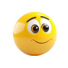 A cheerful yellow smiley face with big expressive eyes, perfect for conveying happiness and positivity in digital designs., isolated on a transparent background.