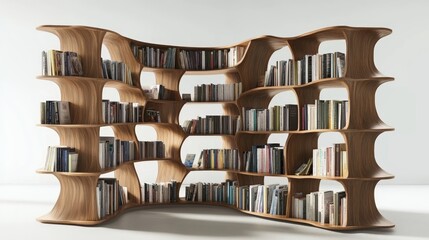 A stylish bookshelf that can be used as a room divider in an open space.