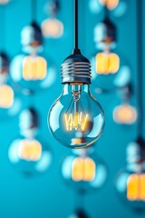 Design concept for vintage bulbs on a color background, with a space for text