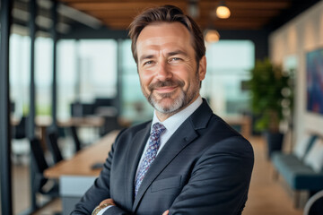 A portrait headshot photo of a friendly professional CEO executive business worker