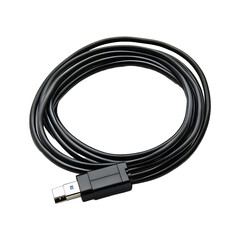 A Black USB Cable Coiled isolated on transparent background