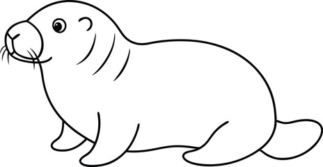 Cute Walrus Vector Art for Kids Creative Coloring Experience
