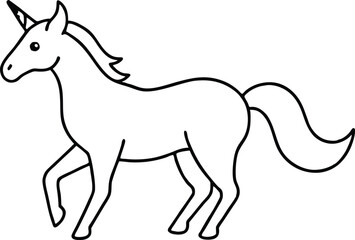 Dreamy Unicorn Vector Illustration for Kids Coloring and Imagination
