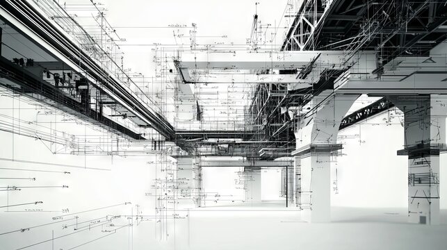 3D rendering of engineering architectural design calculations for a bridge by a civil engineer