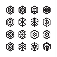 Abstract Geometric Hexagon Icons Collection