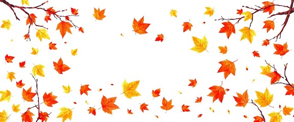 With the arrival of autumn, fallen leaves begin to scatter on the ground. pattern illustration. There is a space in the middle for writing.