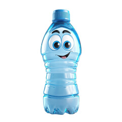 Cheerful cartoon water bottle with big eyes and a friendly smile, perfect for playful and fun designs.