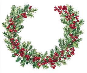 With foliage, flowers, and berries, this watercolor holiday bouquet depicts a winter wonderland