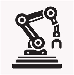 Robotic arm vector silhouette on a white background