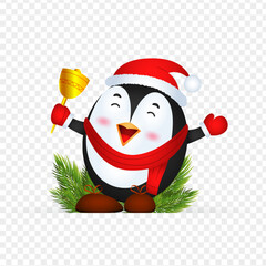 Vector illustration of Christmas Penguin on transparent background