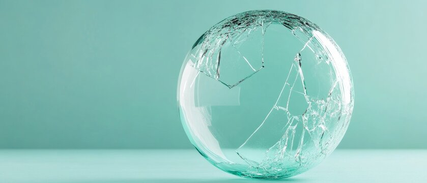 A broken glass sphere with a cross on it