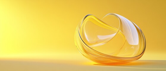 A glass bowl with a yellow background
