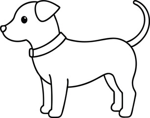 Cute Puppy with Collar Vector Illustration for Kids Coloring Fun
