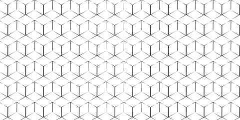 Vector seamless pattern with square hexagon tile and cube grid mosaic honeycomb diamond triangle structure shape isometric block wallpaper.	