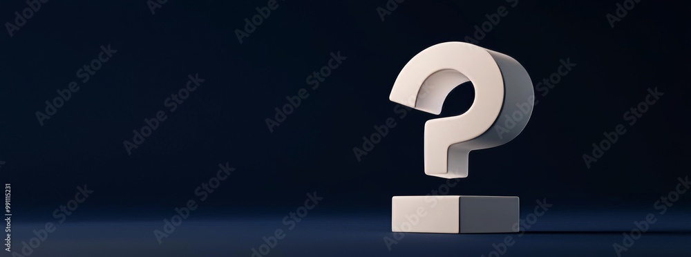 Poster rendering of a question mark on a red colored wall. concept for business support.