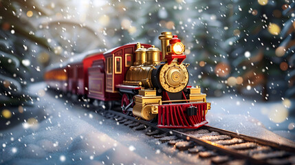 Santas Christmas train copy space ai generative
