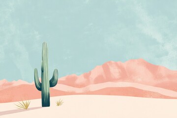 A Single Cactus Stands Tall in a Desert Landscape
