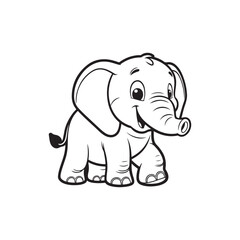 Adorable Friendly Elephant and Baby Alligators - Cute Cartoon Illustration.