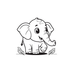 Friendly Elephant and Lovely Baby Alligators - Cute Animal Illustrations.