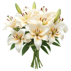 A bouquet of lilies isolated on transparent background