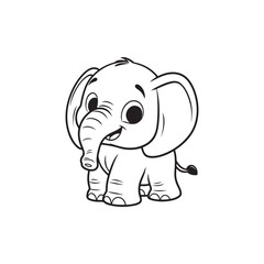 Cute Elephant and Baby Alligators - Fun Cartoon Vector Design.