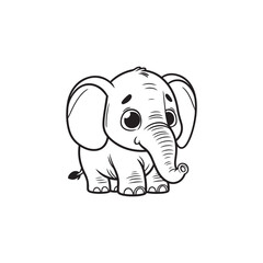 Cartoon Elephant with Baby Alligators - Adorable Animal Vector Art.