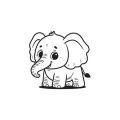Cartoon Elephant with Baby Alligators - Adorable Animal Vector Art.