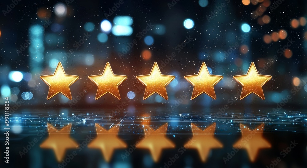 Poster the rating star concept with motion blur created using abstract high-speed technology