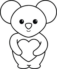 Koala with heart for valentine 