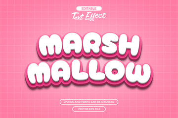 Marshmallow editable text effect with pink background