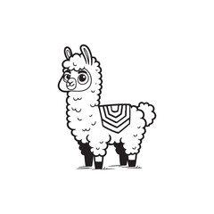 Friendly Llama and Playful Baby Alligators - Cartoon Illustration.