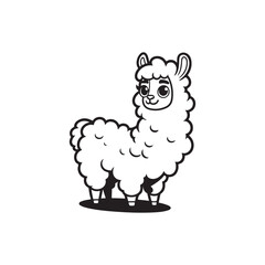 Friendly Llama and Playful Baby Alligators - Cartoon Illustration.