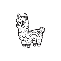 Cartoon Vector of Cute Llama and Adorable Baby Alligators.