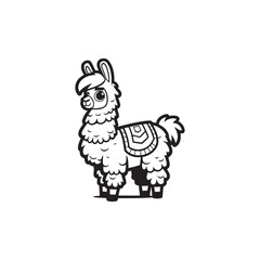 Cartoon Vector of Cute Llama and Adorable Baby Alligators.