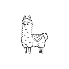 Fototapeta premium Cartoon Vector of Cute Llama and Adorable Baby Alligators.