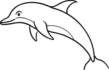 Playful Dolphin Jumping Out of Water Vector Illustration for Kids Coloring Fun
