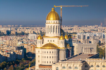National Cathedral. Aerial view with the national orthodox cathedral (Catedrala Manturii Neamului...