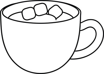 Whimsical Hot Chocolate Cup with Marshmallows Vector Illustration for Children
