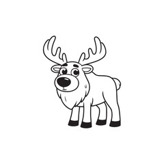 Cute Deer with Baby Alligators - Vector Cartoon Character.