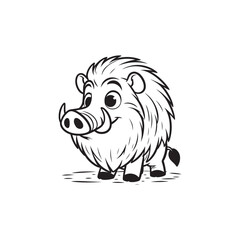 Cute Warthog and Alligator Baby Duo - Playful Cartoon Illustration.